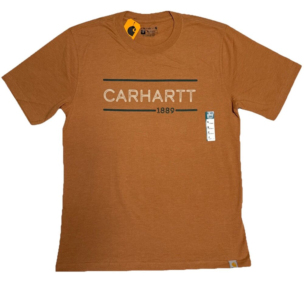Carhartt Medium T-shirt Relaxed Fit Double Line Graphic Tee 1889 Rust Mens M NWT